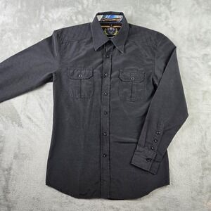 Bonafide Shirt Mens Small Black Long Sleeve Tough Quilted Shoulder Union Made